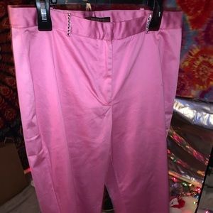 pink jeweled silk pants